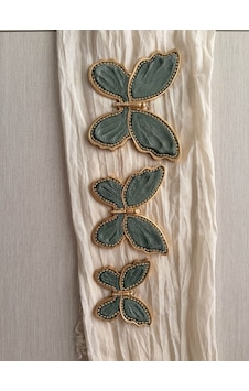 3'lü Kelebek Taşlı Dekoratif Duvar Süsü Haki Yeşil & Altın Yaldız Naturel 3'lü Kelebek Taşlı Dekoratif Duvar Süsü Haki Yeşil & Altın Yaldız Naturel