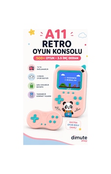 A11 Retro Oyun Konsolu 500 Oyunlu 3.5 İnç Ekran 2 Kişilik Tv Bağlantılı Pembe - 909994251