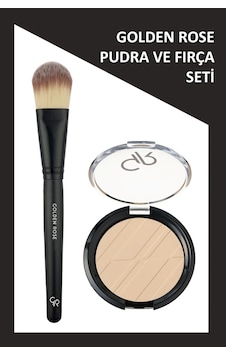 Foundation Brush - Fondöten Fırçası Ve Silky Touch Compact Powder No: 04 Almond - Sıkıştırılmış Pudra Seti