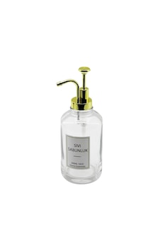 Lunaev Yuvarlak Cam Şişe - Şeffafsıvı Sabunluk 500 Ml Pompa - Musluk Ayrık Model Başlı 12 Izgara