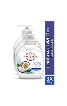 Hacı Şakir Hindistan Cevizi Sütü Nemlendirici Bakım Sıvı El Sabunu 3 x 300 ML Hacı Şakir Hindistan Cevizi Sütü Nemlendirici Bakım Sıvı El Sabunu 3 x 300 ML