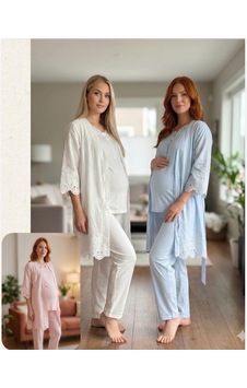 Bone Club Fistolu Vual Penye Hamile Lohusa 3 Lü Pijama Sabahlık Tk Pembe Bone Club Fistolu Vual Penye Hamile Lohusa 3 Lü Pijama Sabahlık Tk Pembe