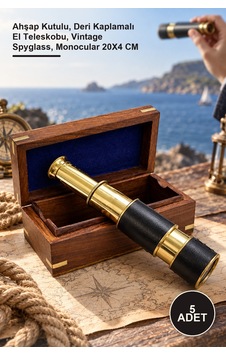 5 Adet Pirinç Dürbün Ahşap Kutulu, Deri Kaplamalı El Teleskobu, Vintage Spyglass, Monocular 20x4 Cm Sarı 5 Adet Pirinç Dürbün Ahşap Kutulu, Deri Kaplamalı El Teleskobu, Vintage Spyglass, Monocular 20x4 Cm Sarı