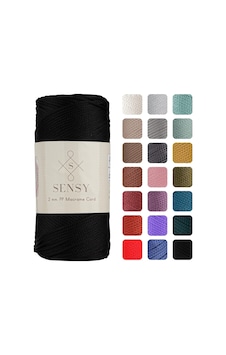 2 Mm - 200 Gr Polyester Makrome Ipi Siyah 230 M Polyester Makrome Ip Supla Ip Ve Çanta Ipliği Siyah