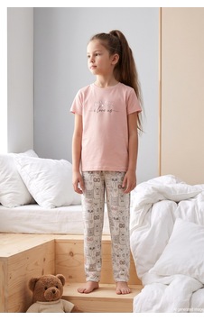 Aydoğan Desenli Kız Çocuk Süprem Pamuklu Pijama Takımı 260285 Pudra Aydoğan Desenli Kız Çocuk Süprem Pamuklu Pijama Takımı 260285 Pudra