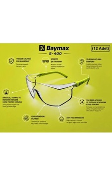 Baymax S400 Koruyucu Gözlük, Şeffaf Lens, İş Güvenliği Baymax S400 Koruyucu Gözlük, Şeffaf Lens, İş Güvenliği