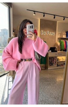De Pose Kadın Triko Peluş Kazak Pembe De Pose Kadın Triko Peluş Kazak Pembe