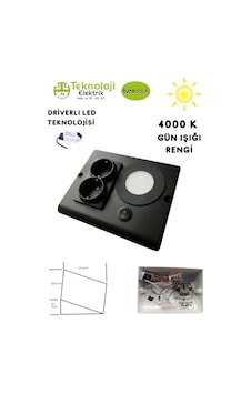 Dolap Tezgah Altı 2'li Priz Ve 3 Watt Anahtarlı Led Spot Aydınlatma Siyah Kasa Işık Ve Akıllı Priz Dolap Tezgah Altı 2'li Priz Ve 3 Watt Anahtarlı Led Spot Aydınlatma Siyah Kasa Işık Ve Akıllı Priz