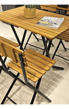 60 90 Ahşap Katlanır Masa 4 Sandalye Ahşap