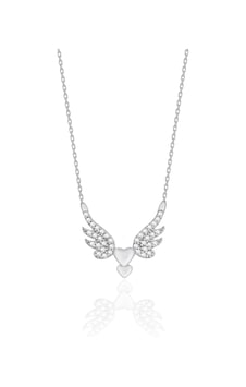 Silvera Telkari 925 Ayar Zirkon Taşlı Melek Kanatlı Kalp Kolye St009 Gümüş Silvera Telkari 925 Ayar Zirkon Taşlı Melek Kanatlı Kalp Kolye St009 Gümüş