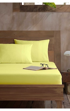 Elart Ranforce Fitted Çift Kişilik Çarşaf Pamuk 160x200cm Sarı Sarı