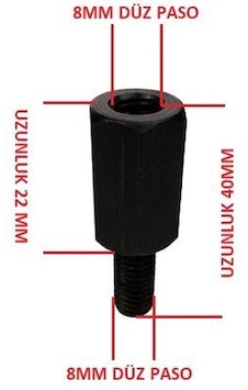 Ayna Uzatma -8 -8 Mm Düz Paso Ayna Uzatma -8 -8 Mm Düz Paso