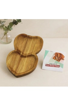 Akasya Kalpli 2 Bölmeli Ahşap Servis Tepsisi 25x14x1. 4 Cm Akasya Kalpli 2 Bölmeli Ahşap Servis Tepsisi 25x14x1. 4 Cm