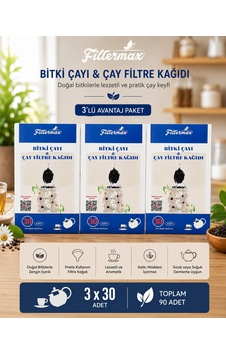 Pratik Bitki Çayı Ve Çay Filtre Kağıdı 30'lu 3'lü Paket Beyaz