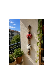 Polyester Çini Işlemeli Uğur Böceği Duvar Bahçe Balkon Ev Dekorasyon Süsü Kırmızı Beyaz Polyester Çini Işlemeli Uğur Böceği Duvar Bahçe Balkon Ev Dekorasyon Süsü Kırmızı Beyaz