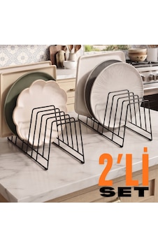 Miradate 2 Adet 10 Bölmeli Metal Tabaklık Organizer - Tezgah Üstü Tabak Düzenleyici Siyah Dolap İçi Tabak Standı Miradate 2 Adet 10 Bölmeli Metal Tabaklık Organizer - Tezgah Üstü Tabak Düzenleyici Siyah Dolap İçi Tabak Standı