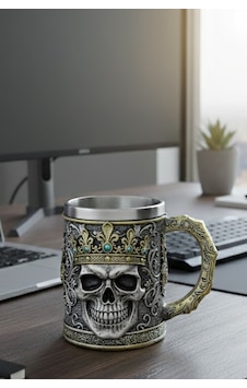 King Skull Serisi Çelik Kupa - Antik Gümüş Görünümlü 3d Kurukafa Mug Paslanmaz Çelik Metalci Çok Renkli King Skull Serisi Çelik Kupa - Antik Gümüş Görünümlü 3d Kurukafa Mug Paslanmaz Çelik Metalci Çok Renkli