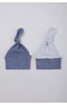 Organicera Organik Yenidoğan Şapka, 2 Li Set , Indigo Melange İndigo