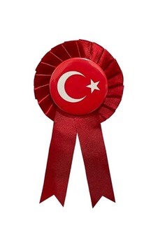 Fiyonklu Rozet Bayraklı - 5 Adet Kırmızı Fiyonklu Rozet Bayraklı - 5 Adet Kırmızı