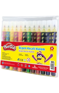 Play Doh Play-Doh 12 Renk Üçgen Fırça Uçlu Keçeli Kalem Pp Kutu