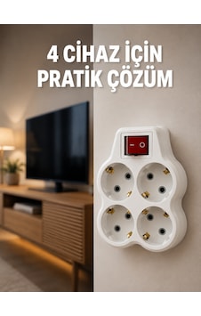 Kablosuz Duvar Tipi 4 Lü Priz Çoklayıcı Anahtarlı Elektrik Priz Çoğaltıcı 0 Kablosuz Duvar Tipi 4 Lü Priz Çoklayıcı Anahtarlı Elektrik Priz Çoğaltıcı 0