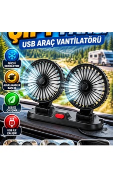 Çift Fanlı Usb Araç Vantilatörü Ayarlanabilir Başlıklı Kompakt Soğutucu Çift Fanlı Usb Araç Vantilatörü Ayarlanabilir Başlıklı Kompakt Soğutucu