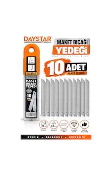 Daystar 18 Mm Maket Bıçağı Yedeği 10 Adet 0,5 Mm Segmentli Kesici Yedek Uç Daystar 18 Mm Maket Bıçağı Yedeği 10 Adet 0,5 Mm Segmentli Kesici Yedek Uç