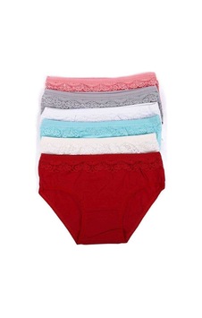 Northcity 6 Adet Kız Çocuk Dantelli Bikini Seti - %90 Pamuklu Rahat Ve Şık Mayo Açık Gri