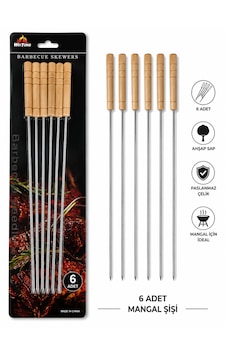 Nse Ahşap Saplı Paslanmaz Mangal Şişi 6 Lı Set 40 Cm Barbekü Kebap Şişi Nse Ahşap Saplı Paslanmaz Mangal Şişi 6 Lı Set 40 Cm Barbekü Kebap Şişi