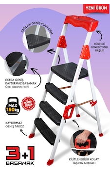 Ze Zigana Ev Gereçleri Elegance 3+1 Geniş Basamaklı Kolay Taşıma Aparatlı Merdiven Ze Zigana Ev Gereçleri Elegance 3+1 Geniş Basamaklı Kolay Taşıma Aparatlı Merdiven
