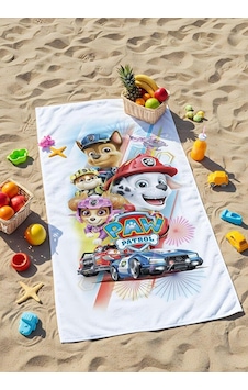 Dijital Baskılı Paw Patrol Çocuk Plaj Havlusu Beyaz Dijital Baskılı Paw Patrol Çocuk Plaj Havlusu Beyaz