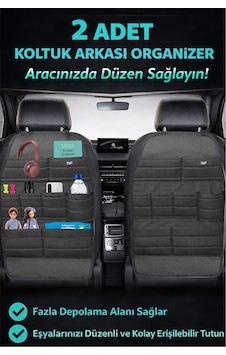 Bod Ecolux Serisi Araba Oto Koltuk Arkası Eşya Düzenleyici Araç İçi Organizer 2'li Set Siyah Bod Ecolux Serisi Araba Oto Koltuk Arkası Eşya Düzenleyici Araç İçi Organizer 2'li Set Siyah