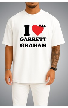 Bahriyeli Collection Oversize Off Campus I Love Garrett Graham Göğüs Baskılı Beyaz Unisex T-shirt Bahriyeli Collection Oversize Off Campus I Love Garrett Graham Göğüs Baskılı Beyaz Unisex T-shirt