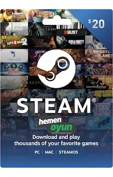 Hemenoyun Steam Gift Card 20 Usd Dolar Cüzdan Kodu Hemenoyun Steam Gift Card 20 Usd Dolar Cüzdan Kodu