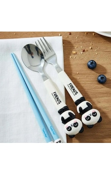 Hayvan Figürlü Çocuk Çatal Kaşık Ve Chopstick Seti 3'lü Takım Beyaz Hayvan Figürlü Çocuk Çatal Kaşık Ve Chopstick Seti 3'lü Takım Beyaz