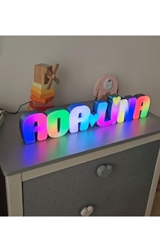 Argb Led Li Dekoratif İsim Kutusu Kişiye Özel 7 Harf