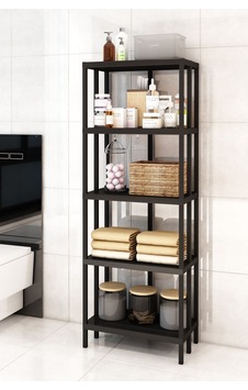Scaffale 5 Banyo Rafı, Plastik Kitaplık, 5 Raflı Organizer, Banyo Rafı, Bahçe Balkon Organizeri Siyah Scaffale 5 Banyo Rafı, Plastik Kitaplık, 5 Raflı Organizer, Banyo Rafı, Bahçe Balkon Organizeri Siyah