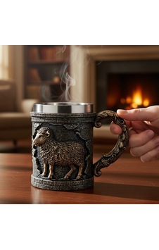 Gothic Koç Figürlü 3 D Kabartmalı Paslanmaz Çelik Kupa Bardak Diğer Gothic Koç Figürlü 3 D Kabartmalı Paslanmaz Çelik Kupa Bardak Diğer
