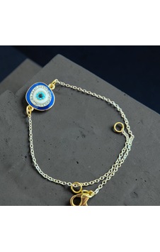 Nazar Boncuklu Gold Zincirli Kadın Bijuteri Bileklik