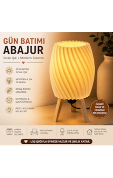 Ün Batımı Abajur Led Masa Lambası Modern Dekoratif Gece Lambası Sıcak Işık Tripod Ayak