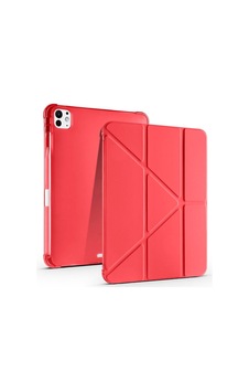 Aksesuarcim Apple iPad Uyumlu Pro 11 2024 İle Uyumlu Kılıf Silikon Yumuşak Kalem Bölmeli Esnek 4 Farklı Stand Olabilen Tablet Kılıfı Kırmızı Sku: Zeusb0fhj721dj Arka Kapak