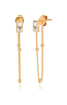 Emılıano Jewellery 925 Ayar Zirkon Taşlı Zincirli Küpe Gold - Gümüş Emılıano Jewellery 925 Ayar Zirkon Taşlı Zincirli Küpe Gold - Gümüş