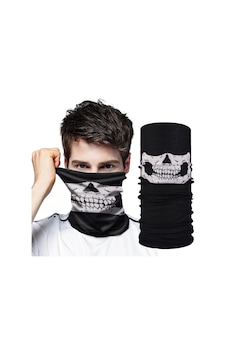 Siyah Renk Dikişsiz Çok Fonksiyonlu Çene Kafatası Yüz Maskesi Baf Buff Bandana Boyunluk Bileklik Siyah Renk Dikişsiz Çok Fonksiyonlu Çene Kafatası Yüz Maskesi Baf Buff Bandana Boyunluk Bileklik