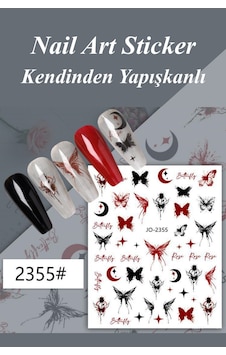 Nail Art Sticker Kendinden Yapışkanlı, Tırnak Süsleme, Tırnak Dövmesi Stikır 2355 Kırmızı-siyah-2355 Nail Art Sticker Kendinden Yapışkanlı, Tırnak Süsleme, Tırnak Dövmesi Stikır 2355 Kırmızı-siyah-2355