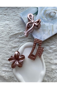 3'lü Set Fiyonk,lotus,dikdörtgen Toka 1 Çok Renkli 3'lü Set Fiyonk,lotus,dikdörtgen Toka 1 Çok Renkli