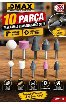 Dmax 10 Parça Taşlama Zımparalama Ve Parlatma Uç Seti Matkap Uyumlu Çok Amaçlı Dmax 10 Parça Taşlama Zımparalama Ve Parlatma Uç Seti Matkap Uyumlu Çok Amaçlı