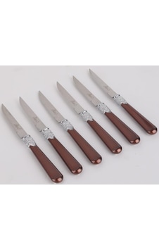 Biev Sedefli Kahverengi Melam&Çelik 6'lı Tatlı Bıçağı Sgr1503 - 6 Kahverengi