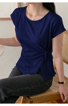 Cool Tarz Kadın Yan Bağlama Detaylı Tişört Günlük Şık, Rahat Kesim, Modern Basic Bluz Lacivert Cool Tarz Kadın Yan Bağlama Detaylı Tişört Günlük Şık, Rahat Kesim, Modern Basic Bluz Lacivert