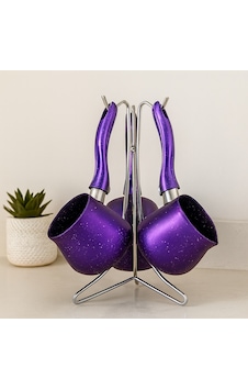 Granit Çelik Cezve Seti 4'lü 230/280/380 Ml Metal Standlı Granit Çelik Cezve Seti 4'lü 230/280/380 Ml Metal Standlı