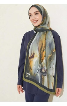 Flora Tekstil Desenli Bambu Kraş Şal Yeşil - Siyah Flora Tekstil Desenli Bambu Kraş Şal Yeşil - Siyah